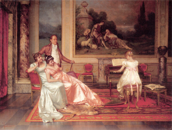 The Piano Recital by Vittorio Reggianini, hand-painted oil painting reproduction