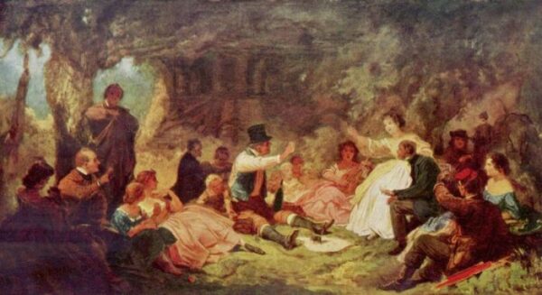 The Picnic by Carl Spitzweg, hand-painted oil painting reproduction