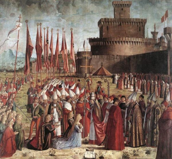 The Pilgrims Meet the Pope by Vittore Carpaccio, hand-painted oil painting reproduction