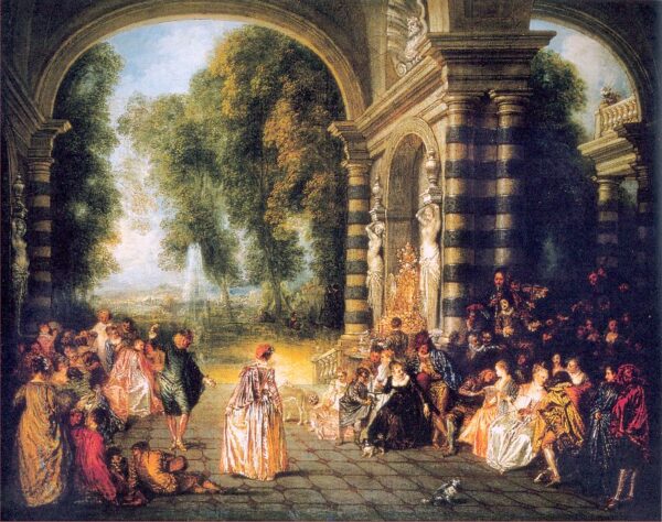 The Pleasures Of The Ball by Antoine Watteau, hand-painted oil painting reproduction