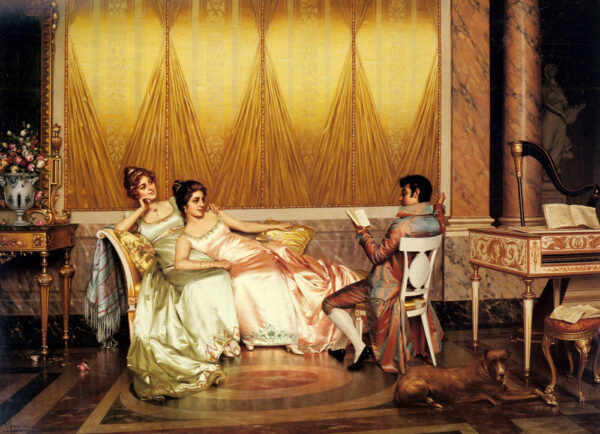 The Poetry Reading by Vittorio Reggianini, hand-painted oil painting reproduction