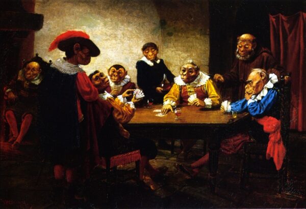 The Poker Game by William Holbrook Beard, hand-painted oil painting reproduction