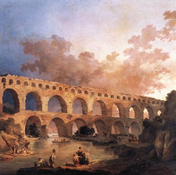 The Pont du Gard by Hubert Robert, hand-painted oil painting reproduction