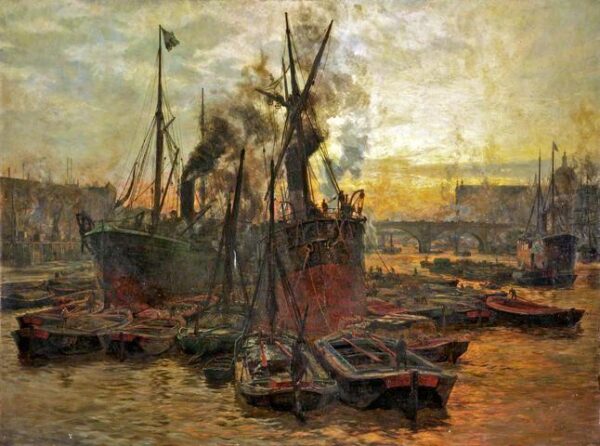 The Pool of London by William Lionel Wyllie, hand-painted oil painting reproduction