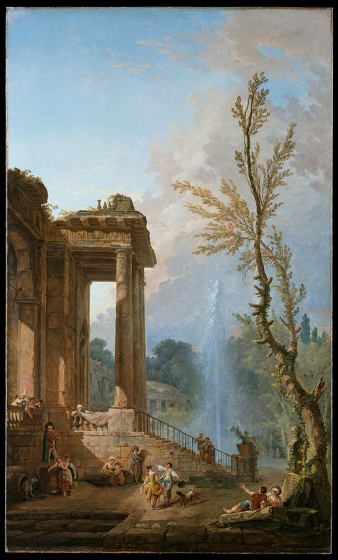 The Portico of a Country Mansion by Hubert Robert, hand-painted oil reproduction