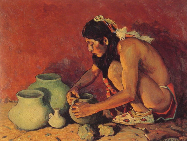 The Pottery Maker by E Irving Couse, hand-painted oil painting reproduction