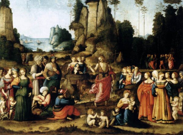 The Preaching of Saint John the Baptist by Bacchiacca, hand-painted oil painting reproduction