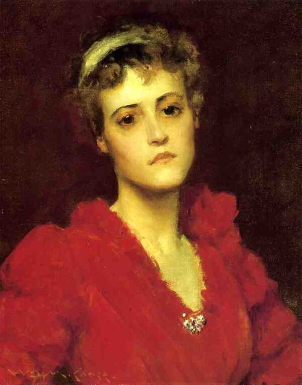 The Red Gown by William Merritt Chase, hand-painted oil painting reproduction