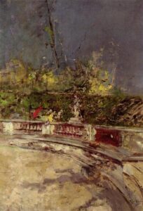 The Red Umbrella by Giovanni Boldini, hand-painted oil painting reproduction