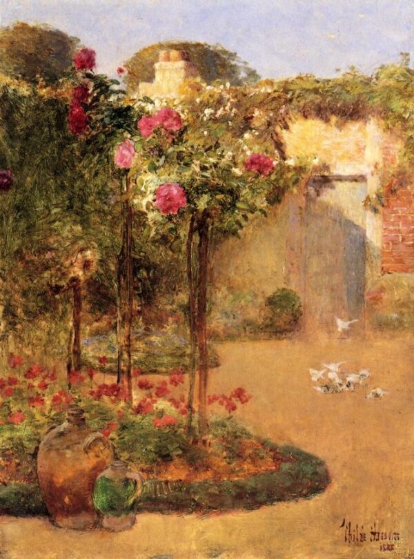 The Rose Garden by Frederick Childe Hassam, hand-painted oil painting reproduction