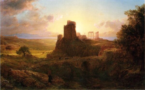 The Ruins at Sunion, Greece by Frederic Edwin Church, hand-painted oil painting reproduction