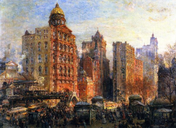 The Rush Hour New York City by Colin Campbell Cooper, hand-painted oil painting reproduction