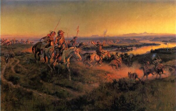 The Salute of the Robe Trade by Charles Marion Russell, hand-painted oil painting reproduction