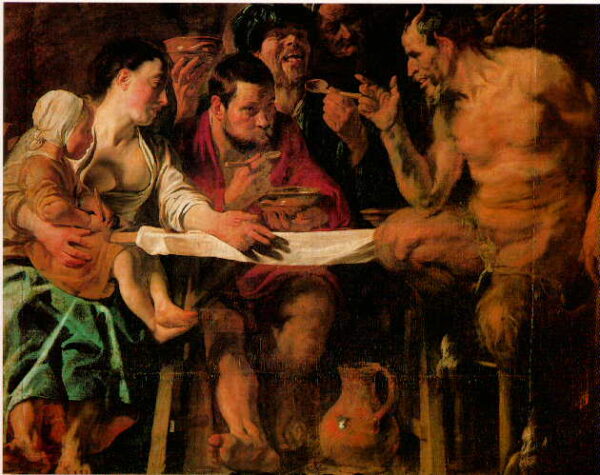 The Satyr and the Peasant II by Jacob Jordaens, hand-painted oil painting reproduction