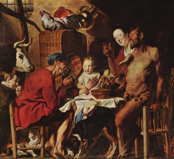 The Satyr and the Peasant III by Jacob Jordaens, hand-painted oil painting reproduction