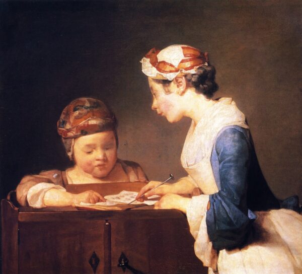 The Schoolmistress by Jean-Baptiste-Siméon Chardin, hand-painted oil painting reproduction