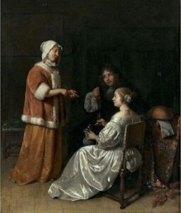 The Seduction by Caspar Netscher, hand-painted oil painting reproduction