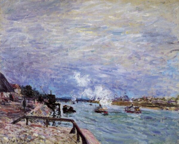 The Seine at Grenelle – Rainy Weather by Alfred Sisley, hand-painted oil painting reproduction