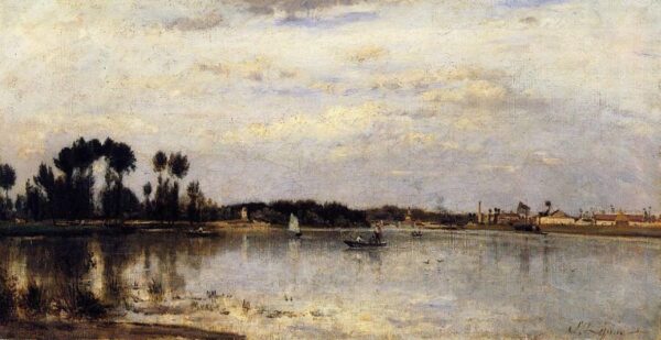 The Seine at Ile Saint-Denis by Stanislas Lépine, hand-painted oil painting reproduction