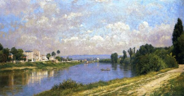 The Seine at la Garenne Saint-Denis by Stanislas Lépine, hand-painted oil painting reproduction