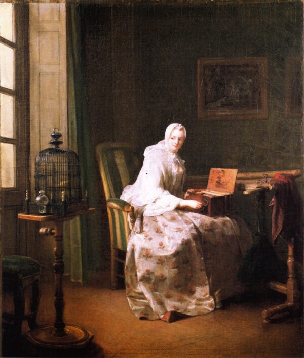 The Serinette by Jean-Baptiste-Siméon Chardin, hand-painted oil painting reproduction