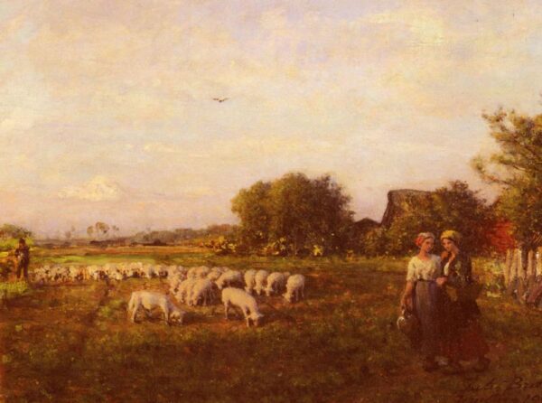 The Shepherd by Jules Breton, hand-painted oil painting reproduction