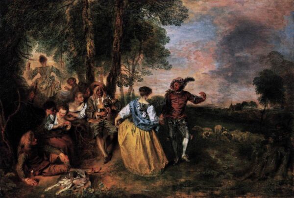 The Shepherds by Antoine Watteau, hand-painted oil painting reproduction