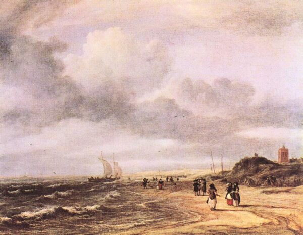 The Shore at Egmond-an-Zee by Jacob Isaackszoon van Ruisdael, hand-painted oil painting reproduction