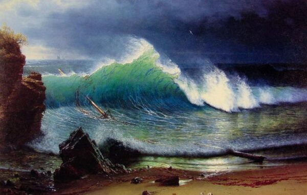 The Shore of the Turquoise Sea by Albert Bierstadt, hand-painted oil painting reproduction