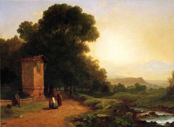 The Shrine – A Scene in Italy by John Frederick Kensett, hand-painted oil painting reproduction