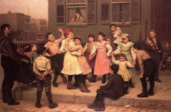 The Sidewalk Dance by John G Brown, hand-painted oil painting reproduction
