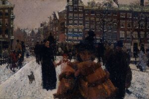 The Singelbrug near the Paleisstraat in Amsterdam by George Hendrik Breitner, hand-painted oil painting reproduction