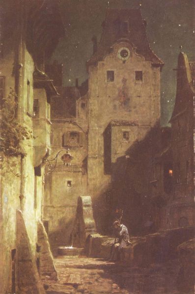 The Sleeping Night Watchman by Carl Spitzweg, hand-painted oil reproduction