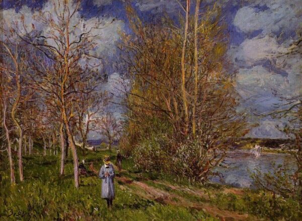 The Small Meadow In Spring – By by Alfred Sisley, hand-painted oil painting reproduction