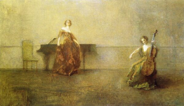 The Song and the Cello by Thomas Wilmer Dewing, hand-painted oil painting reproduction