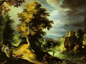The Stag Hunt by Paul Bril, hand-painted oil painting reproduction