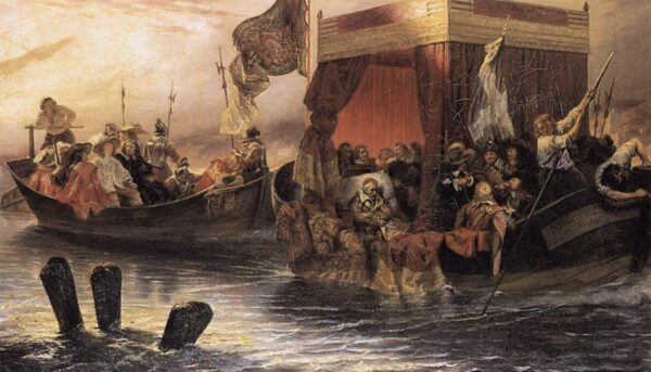 The State Barge of Cardinal Richelieu on the Rhone by Paul Delaroche, hand-painted oil painting reproduction