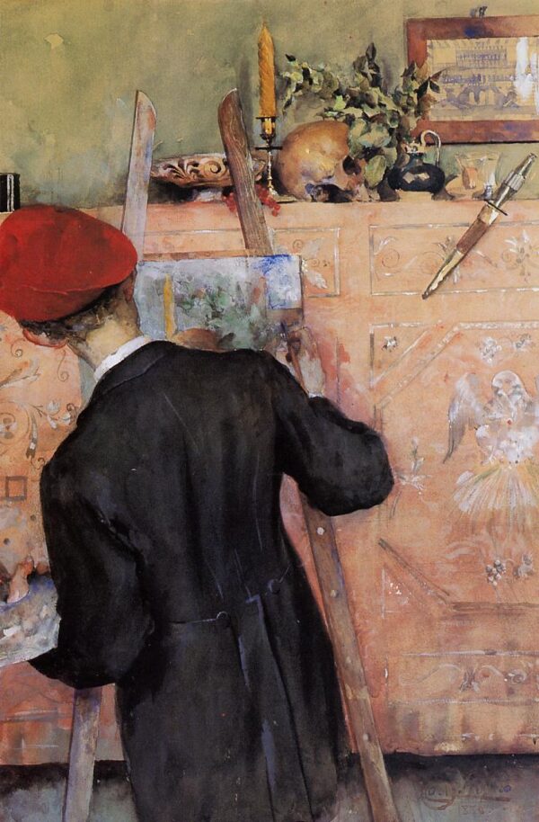 The Still Life Painter by Carl Larsson, hand-painted oil painting reproduction