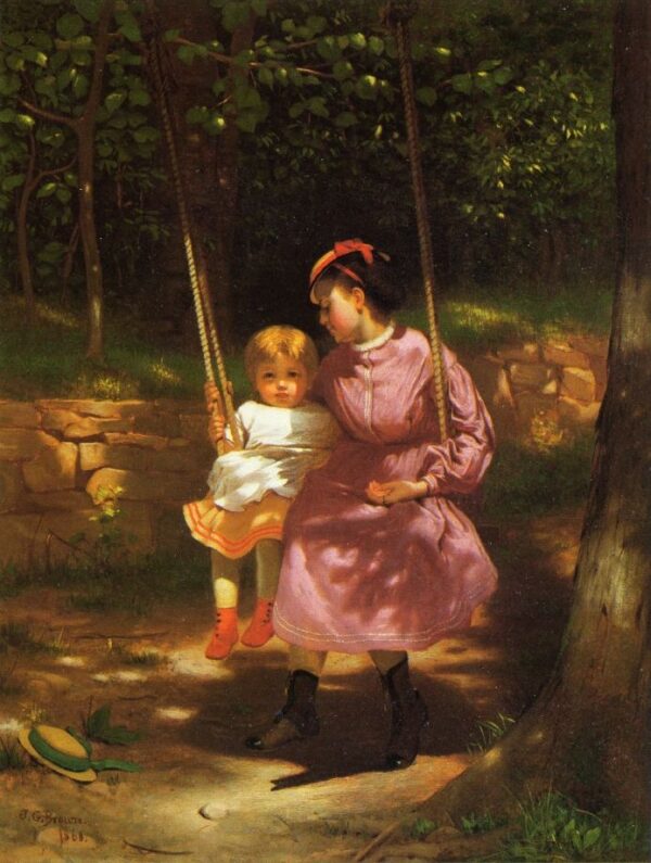 The Swing by John G Brown, hand-painted oil painting reproduction
