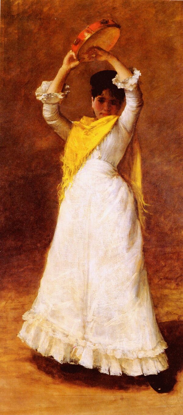 The Tamborine Girl by William Merritt Chase, hand-painted oil painting reproduction
