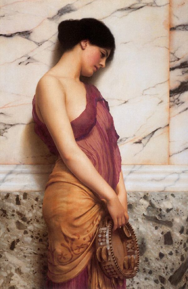 The Tambourine Girl by John William Godward, hand-painted oil painting reproduction