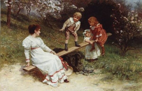 The Teeter-Totter by Frederick Morgan, hand-painted oil painting reproduction