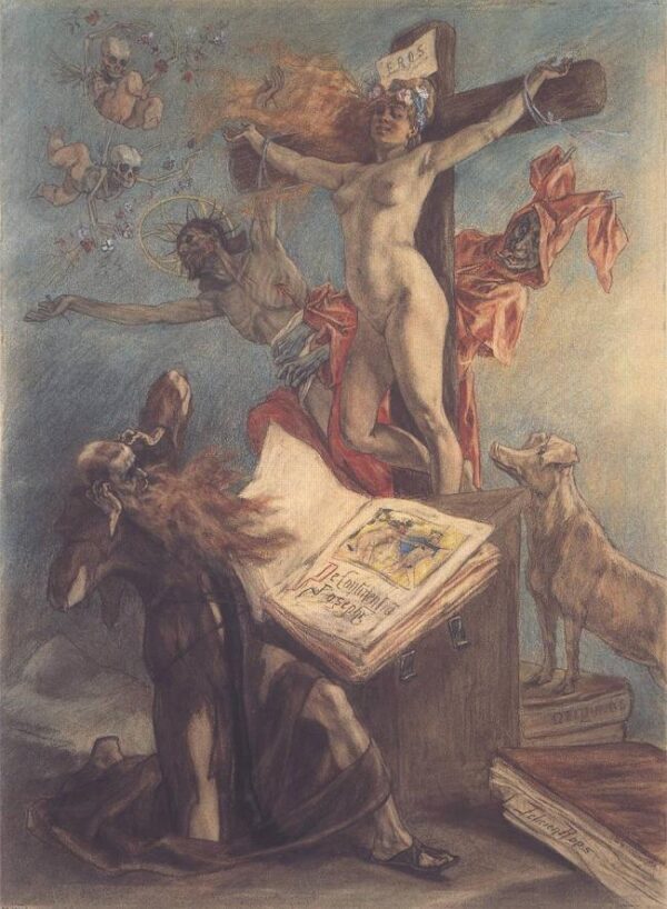 The Temptation of St. Anthony by Félicien Rops, hand-painted oil painting reproduction