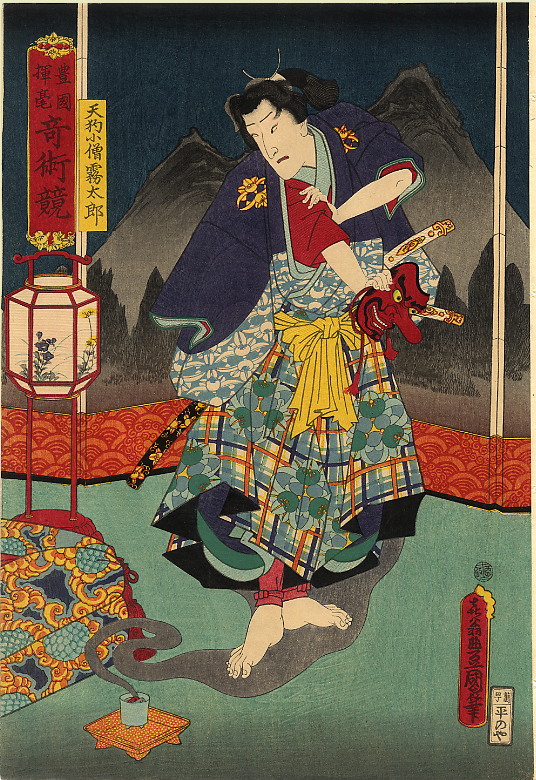 The Tengu Mask by Utagawa Kunisada, hand-painted oil reproduction
