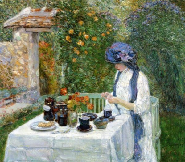 The Terre-Cuite Tea Set by Frederick Childe Hassam, hand-painted oil painting reproduction