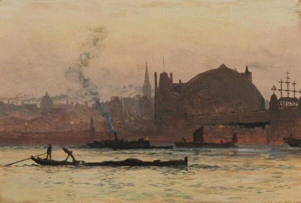 The Thames near Charing Cross, London by William Lionel Wyllie, hand-painted oil painting reproduction