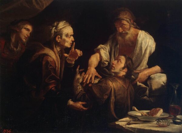 Isaac Blessing Jacob by Gioacchino Assereto, hand-painted oil painting reproduction