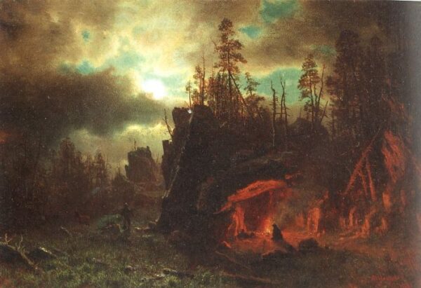 The Trappers’ Camp by Albert Bierstadt, hand-painted oil painting reproduction