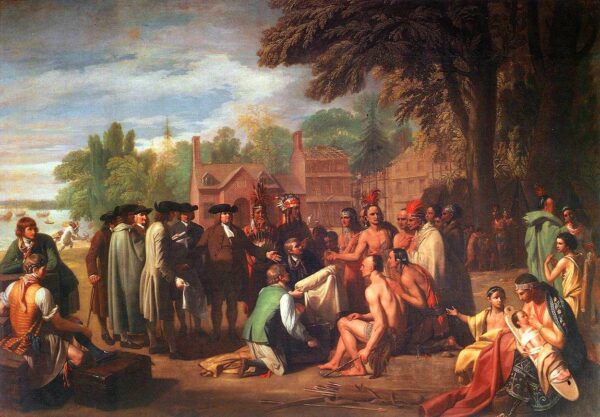 The Treaty of Penn With The Indians by Benjamin West, hand-painted oil painting reproduction