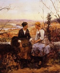 The Two Friends by Daniel Ridgway Knight, hand-painted oil painting reproduction
